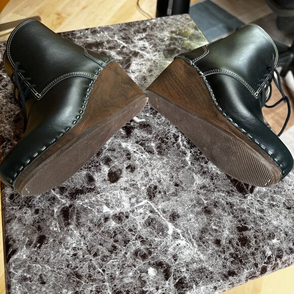 NWOT Maguba Casablanca Black Leather Lace Up Wedge Clog Ankle Boot Size 36 - Picture 5 of 6